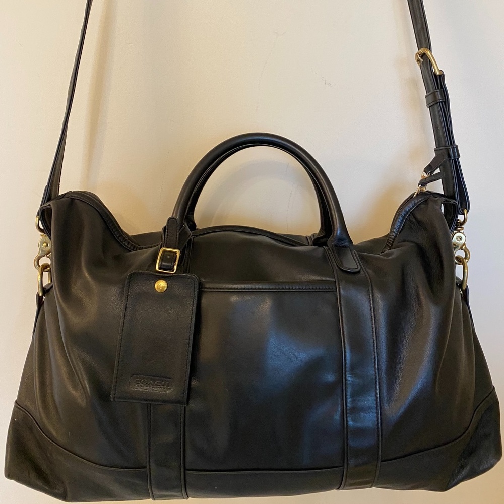 Coach black leather Weekend Duffel 3400-303